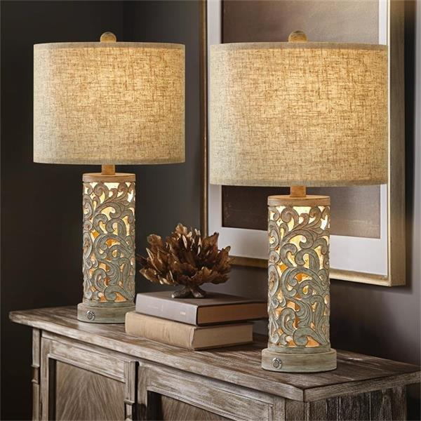 Farmhouse Table Lamp: Rustic Elegance Meets Modern USB - C/ A Charging
