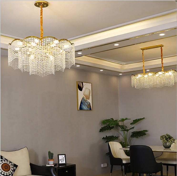 Luxury Crystal Chandelier with Gold Metal Frame