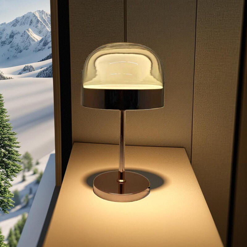 Modern Luxe Glass & Gold Metal Table Lamp: 15W LED for Elegant, Energy-Efficient Ambiance