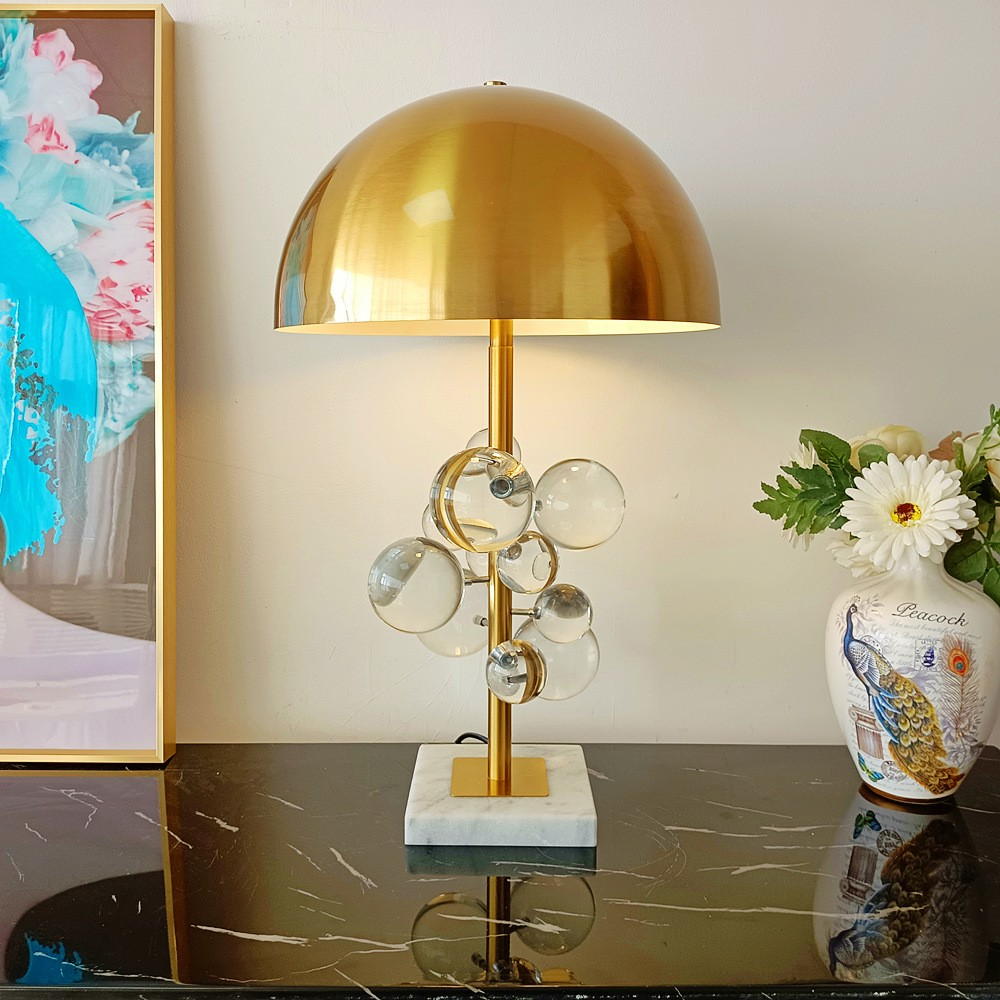 Art Deco Crystal Globe Table Lamp: Opulent Modern Art for Your Space