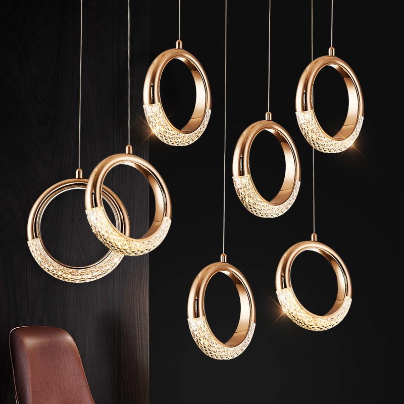 Modern Gold LED Ring Chandelier Series: 1 - Head & 3 - Head for Versatile Spaces