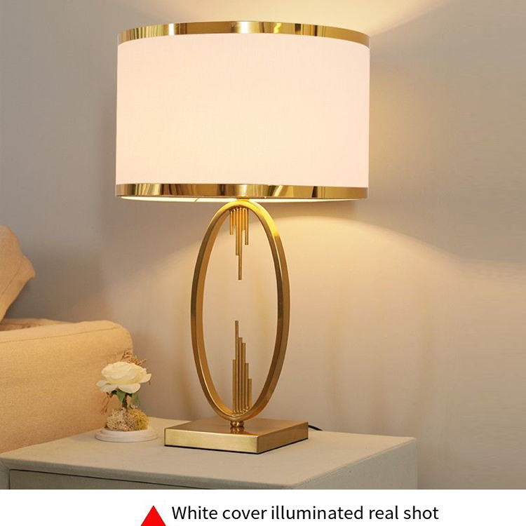 Art Deco Gold Oval Metal Table Lamp Collection (Beige & Black Shades)