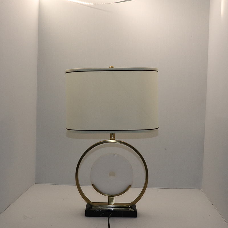 Eastern Elegance Meets Modern Design: Handcrafted Jade & Metal Table Lamp for Sophisticated Spaces