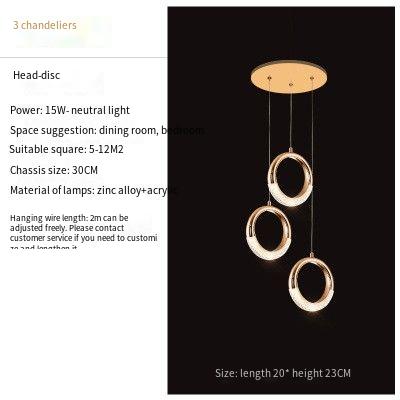 Modern Gold LED Ring Chandelier Series: 1 - Head & 3 - Head for Versatile Spaces