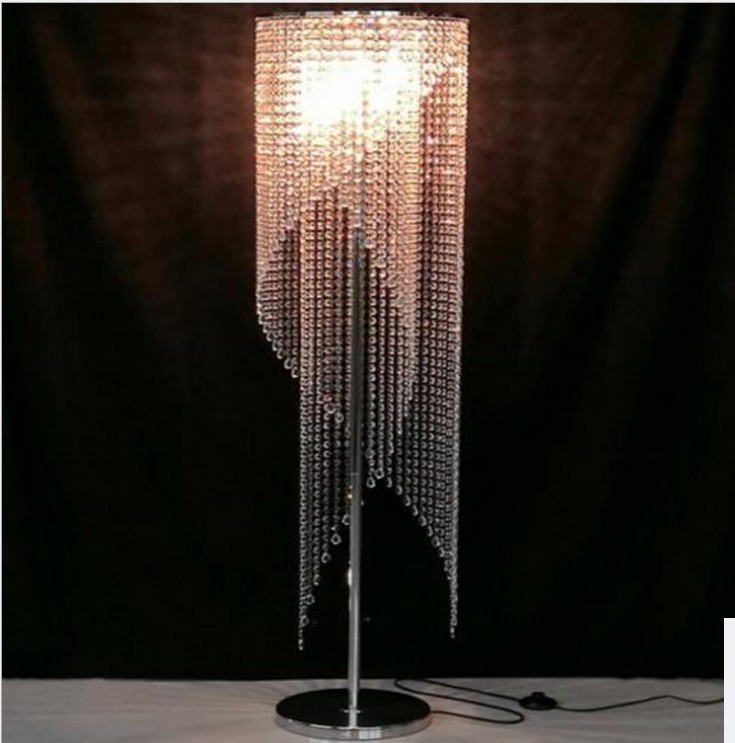 Luxury Crystal Pendant Floor Lamp with Chrome Metal Structure
