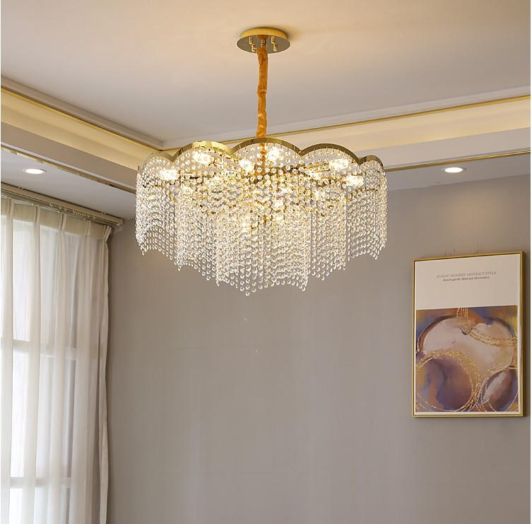 Luxury Crystal Chandelier with Gold Metal Frame