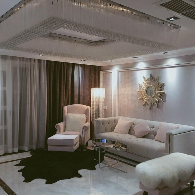 Luxury Crystal Pendant Floor Lamp with Chrome Metal Structure