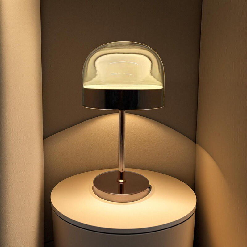 Modern Luxe Glass & Gold Metal Table Lamp: 15W LED for Elegant, Energy-Efficient Ambiance