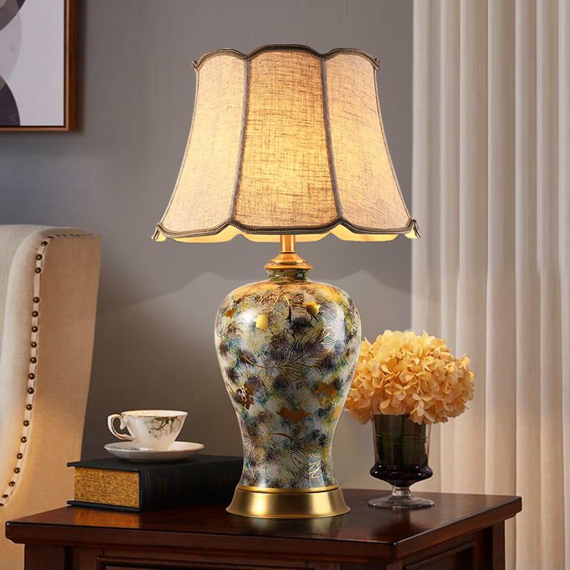 Artisanal Ceramic Table Lamp: Timeless Elegance with Handcrafted Porcelain & Metal Harmony