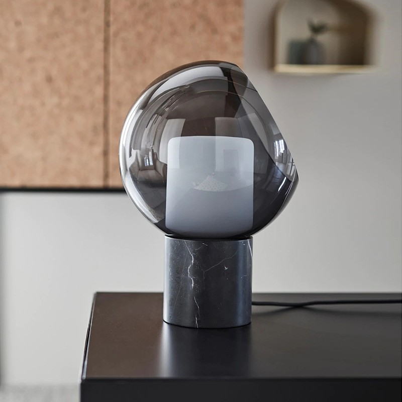 Artisanal Marble & Glass Table Lamp: Modern Elegance for Sophisticated Spaces
