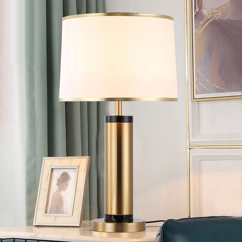 Modern Luxury Black & Gold Table Lamp: Metal - Plated Elegance with Fabric Shade
