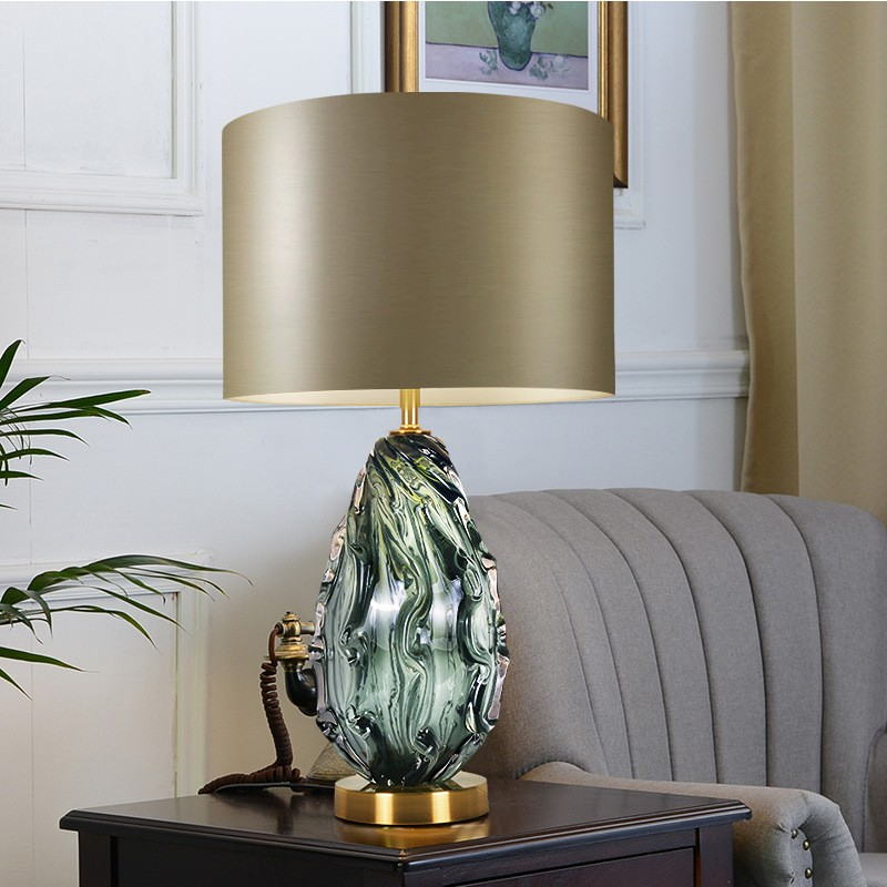 Artistic Textured Glass Table Lamp: Organic Elegance for Luxury Interiors