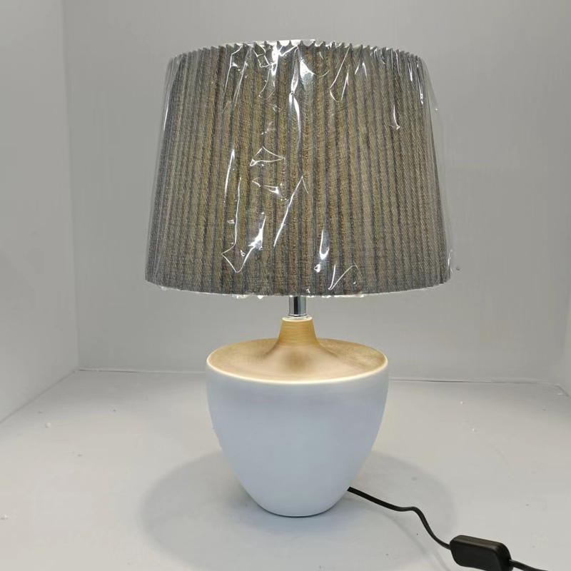 Modern Classic Ceramic Table Lamp: Handcrafted E27 Elegance with Soft Fabric Shade