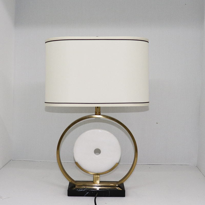 Eastern Elegance Meets Modern Design: Handcrafted Jade & Metal Table Lamp for Sophisticated Spaces
