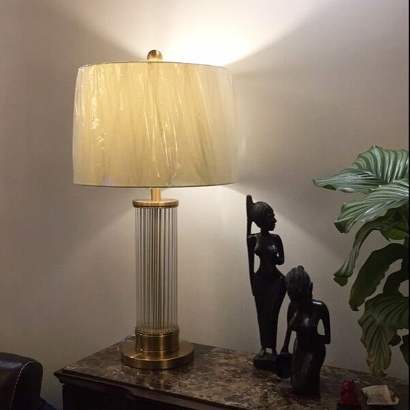 Luxury Glass-Rod Table Lamp: Translucent Elegance with Golden Accents