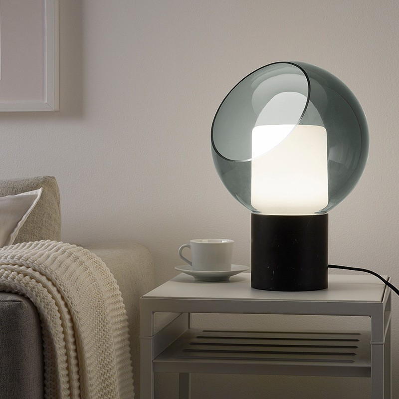 Artisanal Marble & Glass Table Lamp: Modern Elegance for Sophisticated Spaces