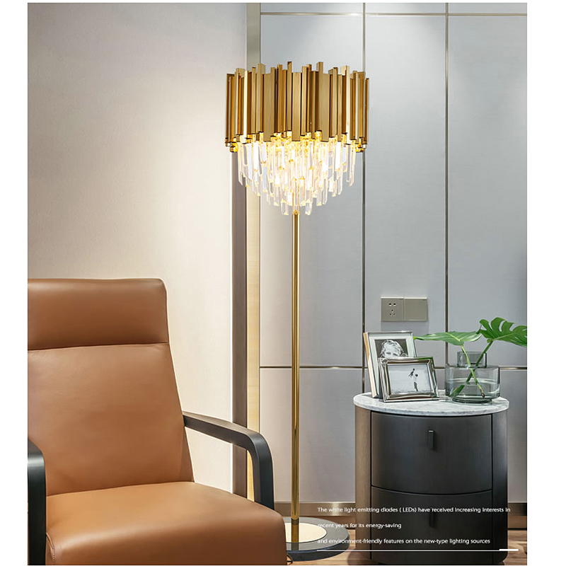 Luxury Crystal Table Lamp: Gold Aluminum Shade & Marble Base