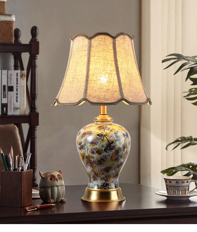 Artisanal Ceramic Table Lamp: Timeless Elegance with Handcrafted Porcelain & Metal Harmony