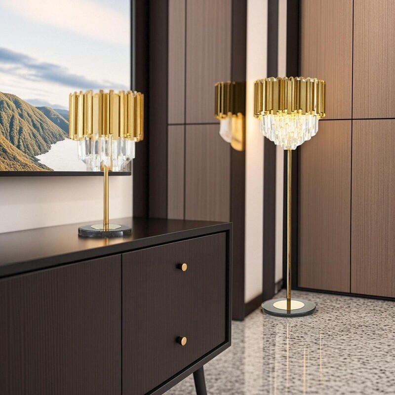 Opulent Crystal - Aluminum Table Lamp: Elegance Redefined with Marble Base