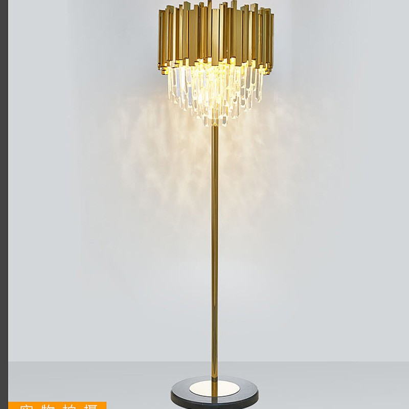 Luxury Crystal Table Lamp: Gold Aluminum Shade & Marble Base