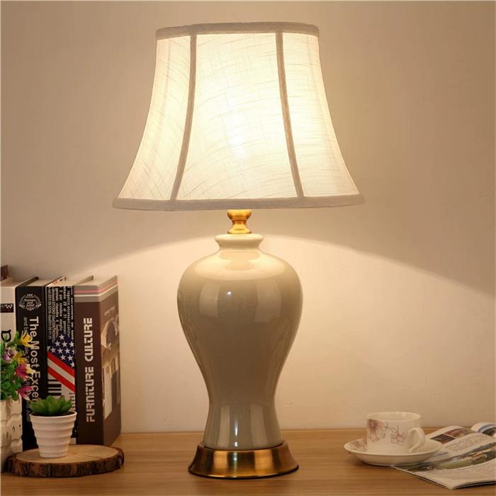 Ceramic Body Table Lamp with Linen Shade & Metal Base (330×600mm)