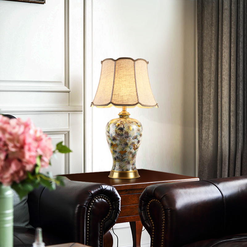 Artisanal Ceramic Table Lamp: Timeless Elegance with Handcrafted Porcelain & Metal Harmony