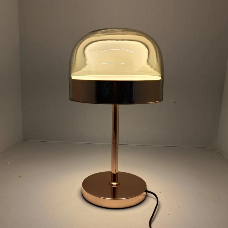 Modern Luxe Glass & Gold Metal Table Lamp: 15W LED for Elegant, Energy-Efficient Ambiance