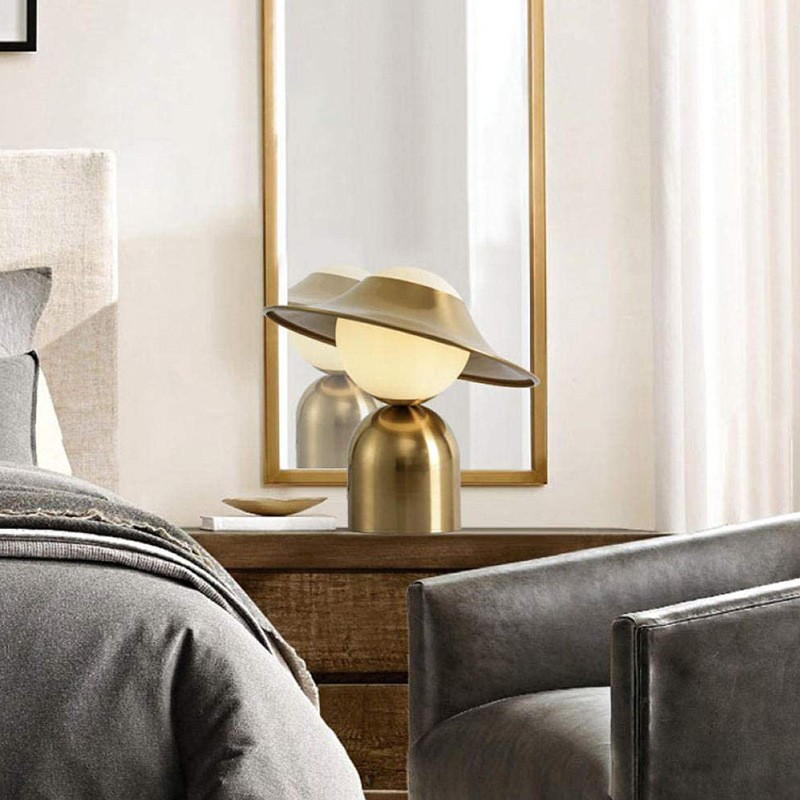 Artistic Mushroom - Shaped Table Lamp: Metal Plating & Frosted Glass Fusion