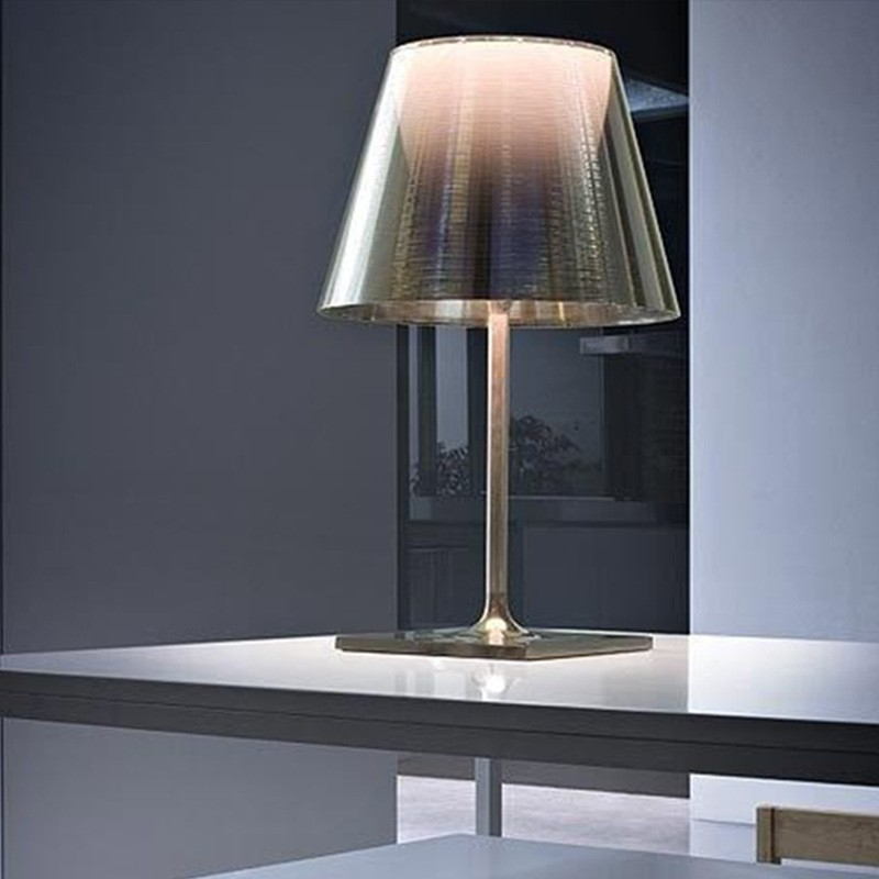Modern Minimalist Clear Glass Table Lamp with Chrome Wrought Iron Base
