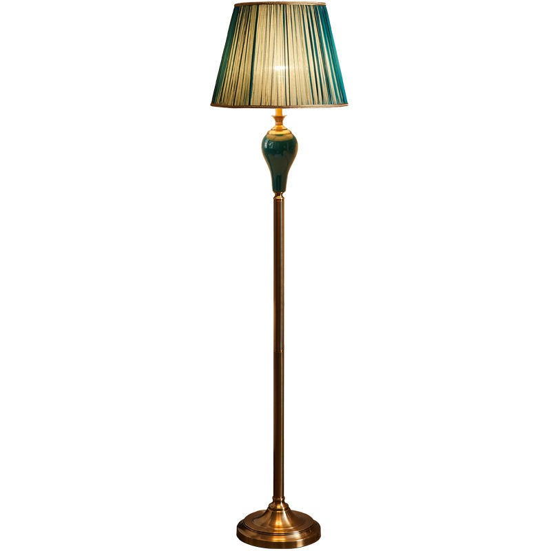 Modern Vintage Luxury Floor Lamp: Fabric Shade + Ceramic & Iron Fusion for Timelessly Elegant Spaces