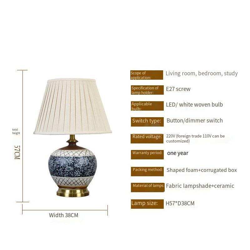 Timeless Ceramic Table Lamp: Artisanal Craft Meets Modern Elegance with Fabric Shade & Metal Base