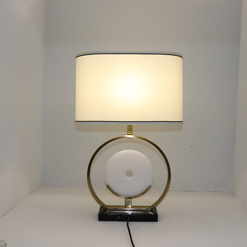 Eastern Elegance Meets Modern Design: Handcrafted Jade & Metal Table Lamp for Sophisticated Spaces
