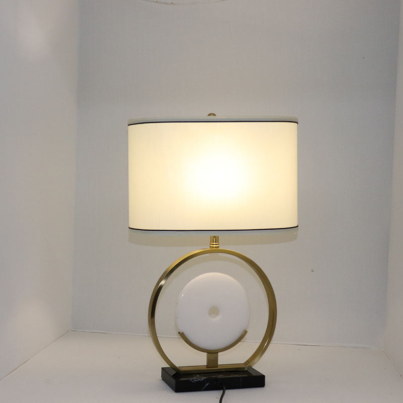 Eastern Elegance Meets Modern Design: Handcrafted Jade & Metal Table Lamp for Sophisticated Spaces