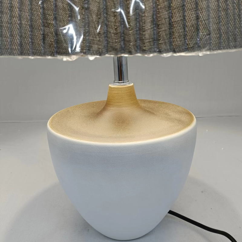 Modern Classic Ceramic Table Lamp: Handcrafted E27 Elegance with Soft Fabric Shade