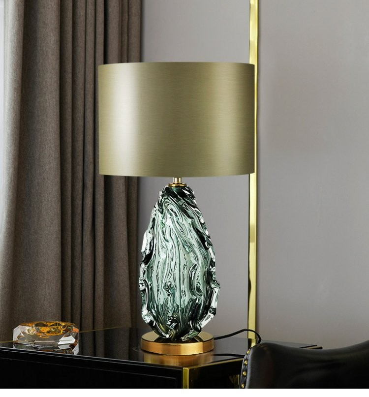 Artistic Textured Glass Table Lamp: Organic Elegance for Luxury Interiors