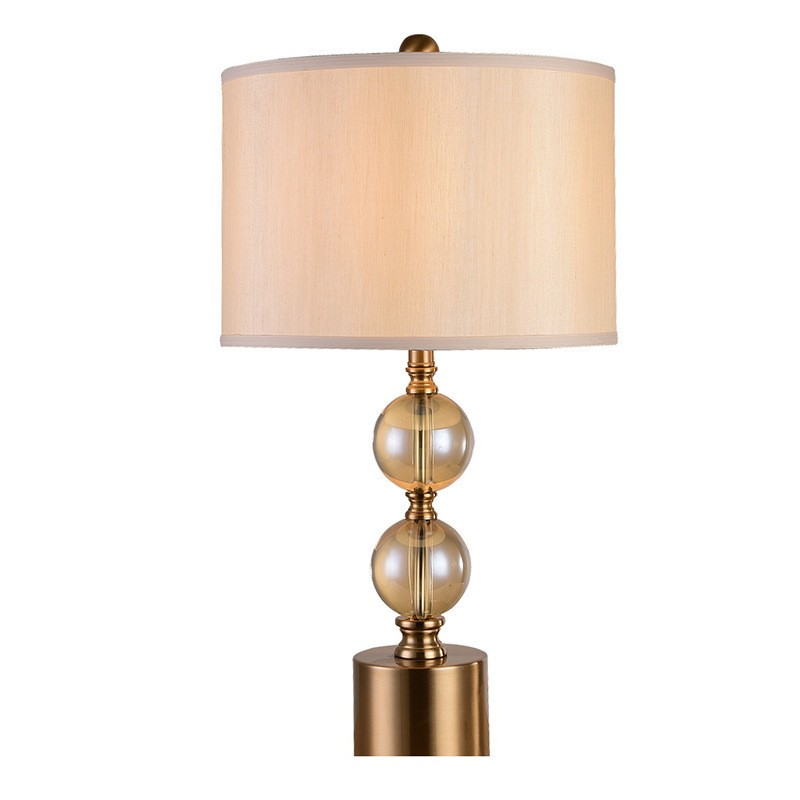 Vintage - Luxe Amber Crystal Table Lamp: Timeless Elegance in Glass & Brass