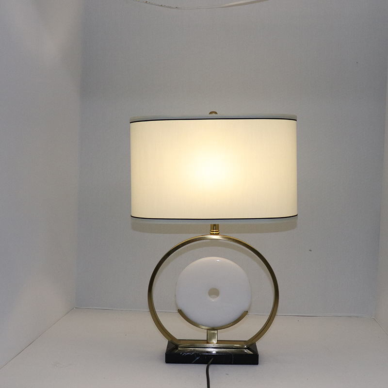 Eastern Elegance Meets Modern Design: Handcrafted Jade & Metal Table Lamp for Sophisticated Spaces