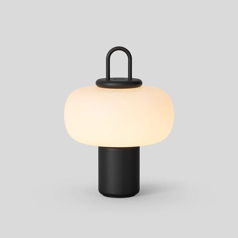 Modern Mushroom Table Lamp: Milk-White Glass Shade & Metal Base