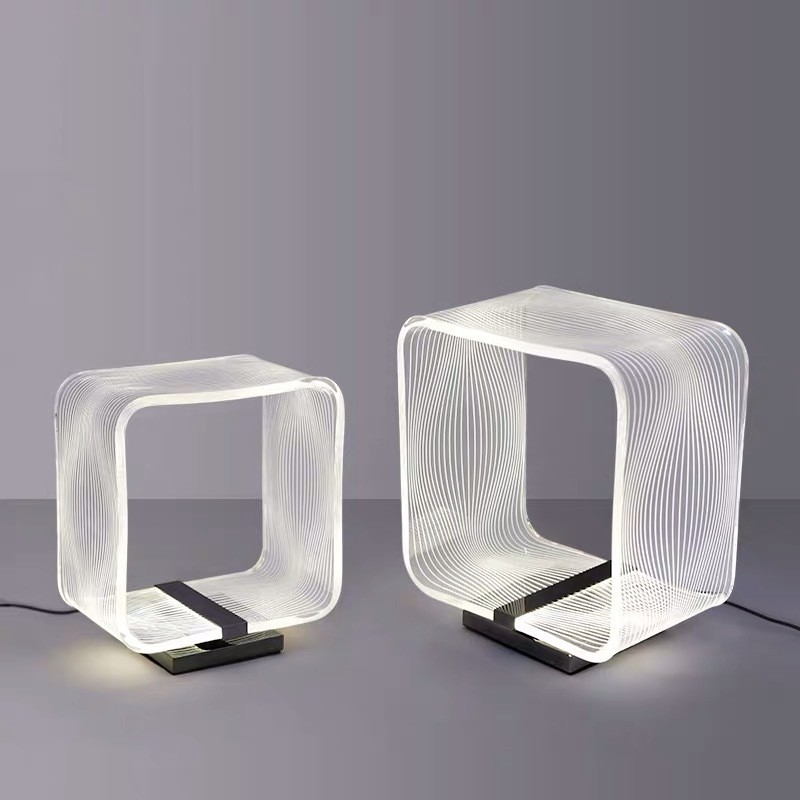 Modern Geometric Acrylic Table Lamp: Sculptural Light for Minimalist Spaces