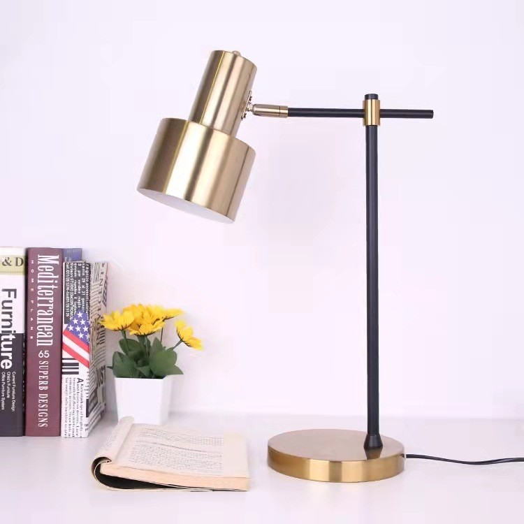 Modern Adjustable Iron Desk Lamp: Sleek Brass Aesthetics + E27 Flexibility for Focused, Stylish Illumination