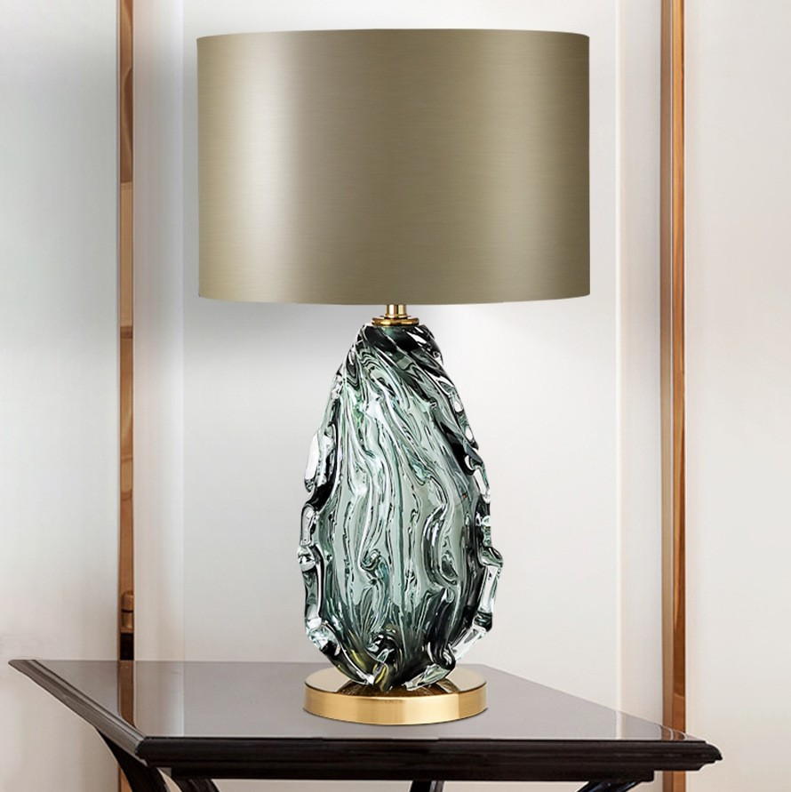 Artistic Textured Glass Table Lamp: Organic Elegance for Luxury Interiors