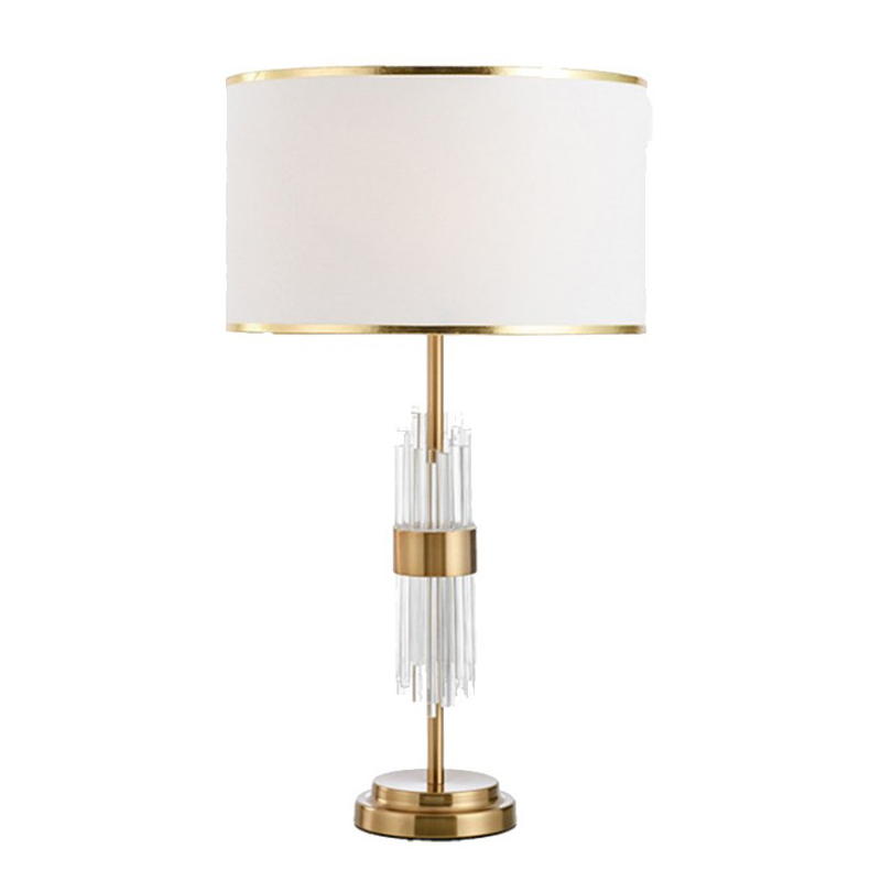 Modern Elegant Crystal Table Lamp: Iron - Electroplated Base & Translucent Linen Shade