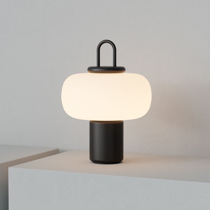 Modern Mushroom Table Lamp: Milk-White Glass Shade & Metal Base