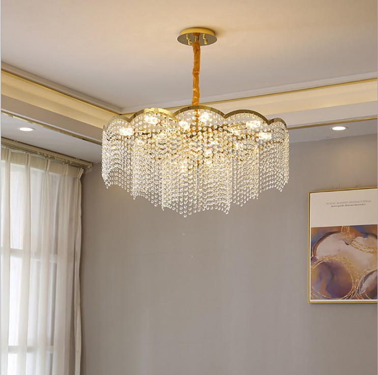 Luxury Crystal Chandelier with Gold Metal Frame