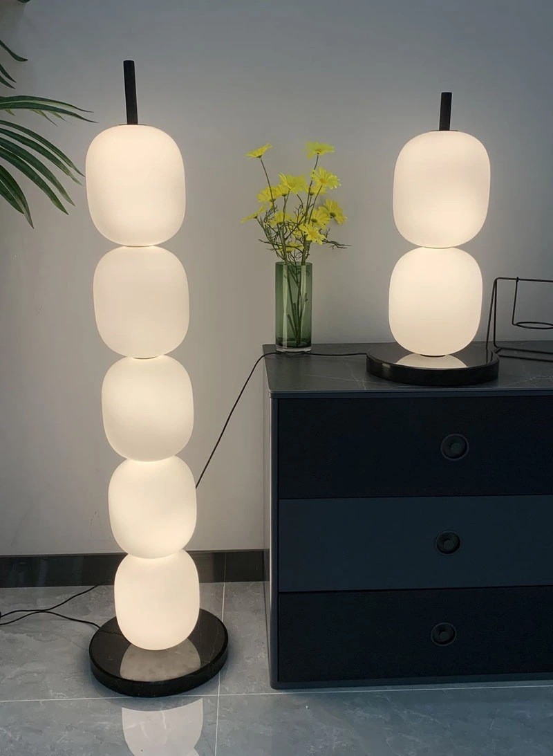 Minimalist elegance, redefined – handblown glass globes + natural marble bases, designed for modern spaces (floor & table variants)