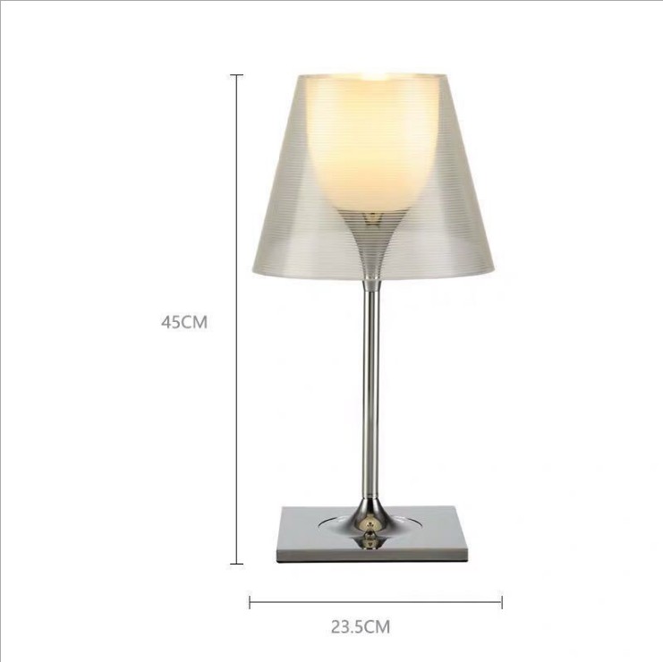 Modern Minimalist Clear Glass Table Lamp with Chrome Wrought Iron Base