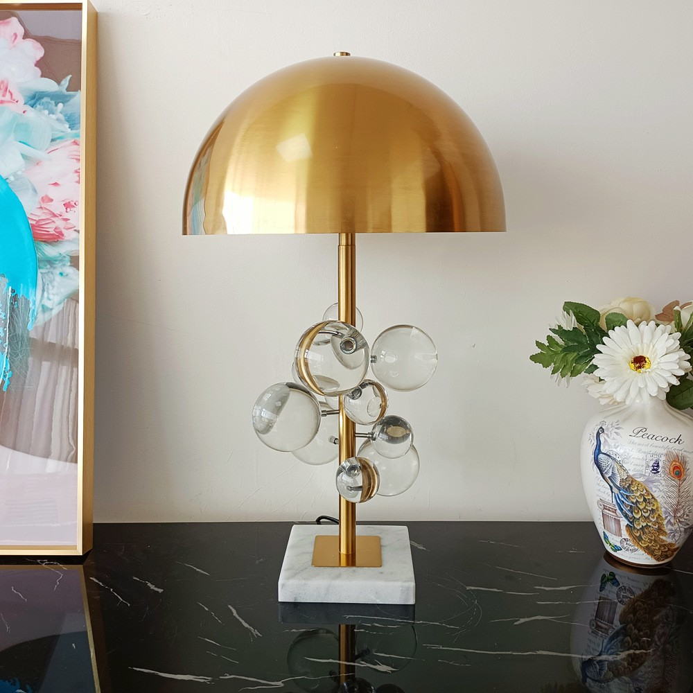 Art Deco Crystal Globe Table Lamp: Opulent Modern Art for Your Space