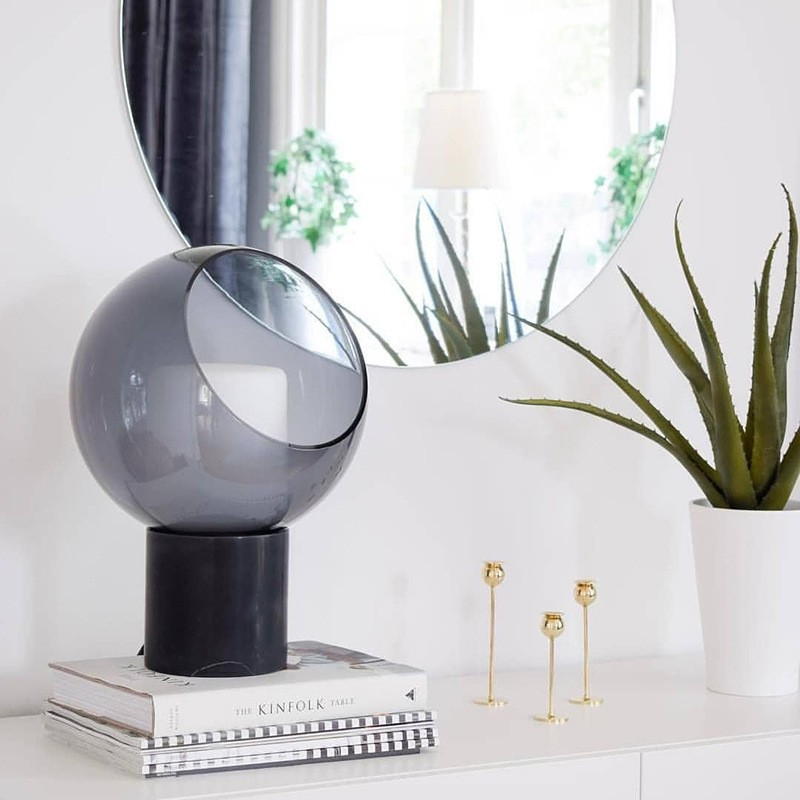 Artisanal Marble & Glass Table Lamp: Modern Elegance for Sophisticated Spaces