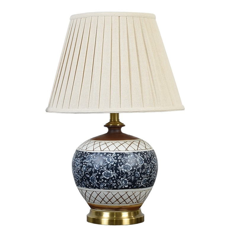 Timeless Ceramic Table Lamp: Artisanal Craft Meets Modern Elegance with Fabric Shade & Metal Base