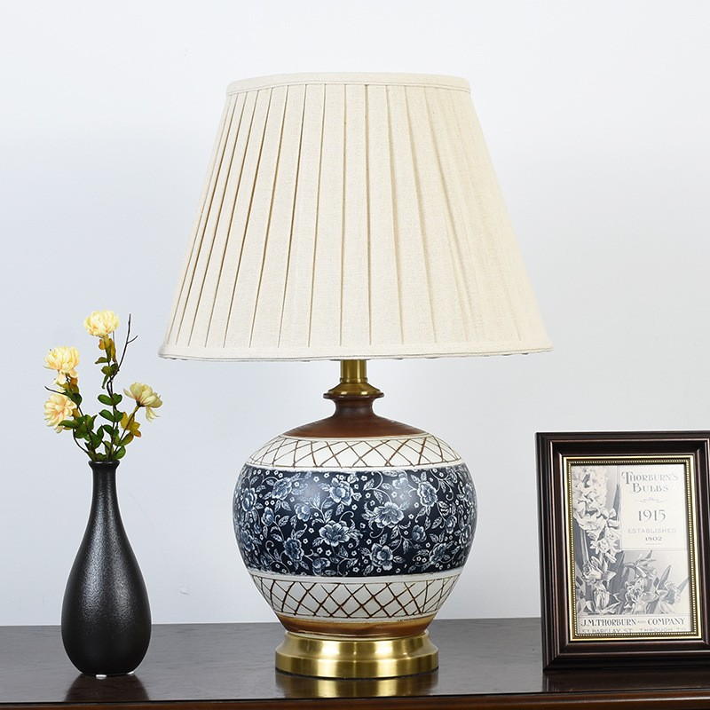 Timeless Ceramic Table Lamp: Artisanal Craft Meets Modern Elegance with Fabric Shade & Metal Base